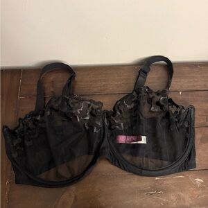 Adore Me Sheer Black Bra with Lace Accents